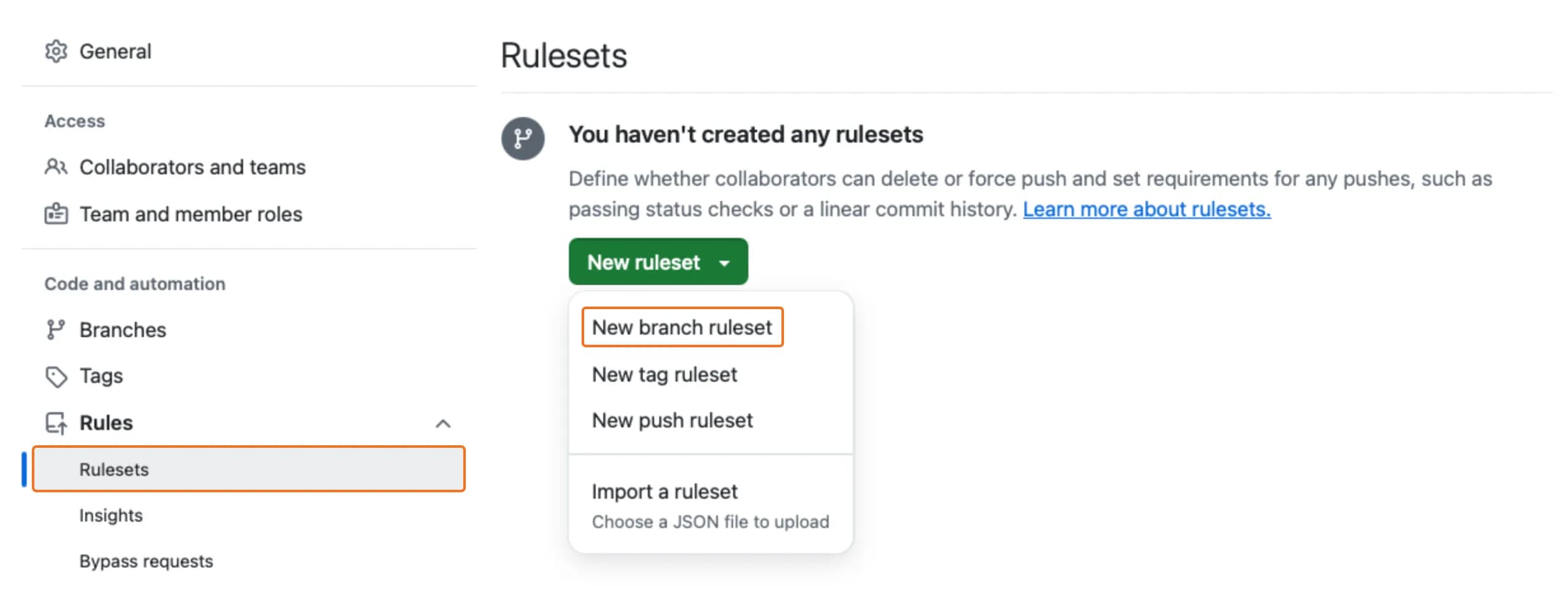 GitHub Branch Rulesets