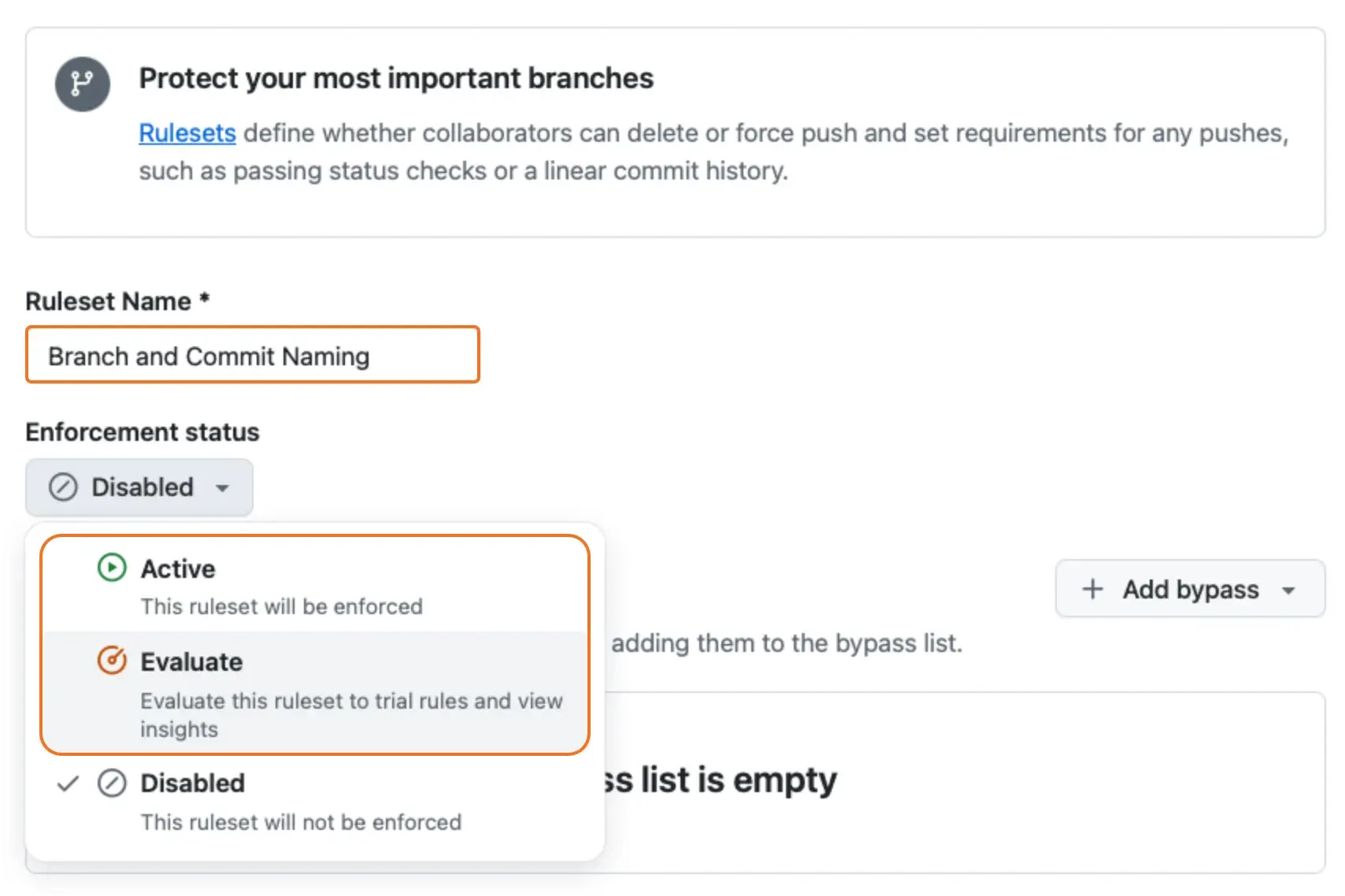 GitHub Branch Rulesets