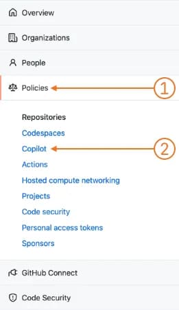 GitHub Enterprise Settings Copilot Section